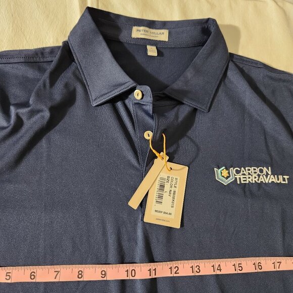 Peter Millar Men's Size L Blue Summer Comfort Crown Sport Sun Protection Shirt - Picture 9 of 13
